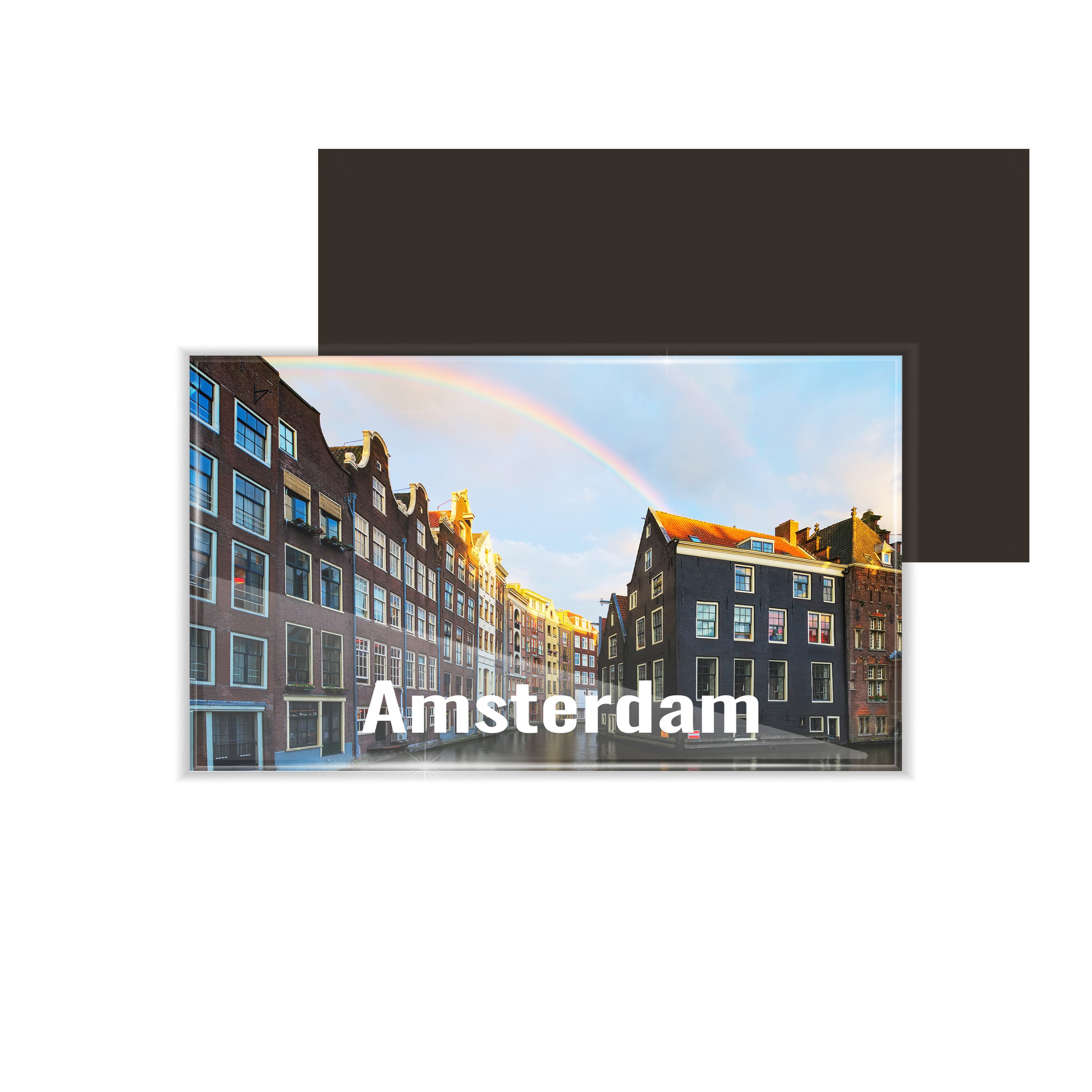 dhcrafts Fridge Magnet Rectangle Acrylic Glass (8.6 x 5.4 cm) Multicolor Travel Amsterdam Design Pack of 1